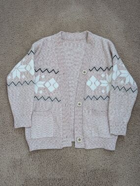 Pink Patterned Women's Cardigan Sweater